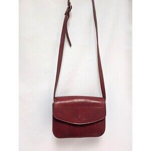Genuine Leather Crossbody Bag Burgundy Red Made in Italy Small